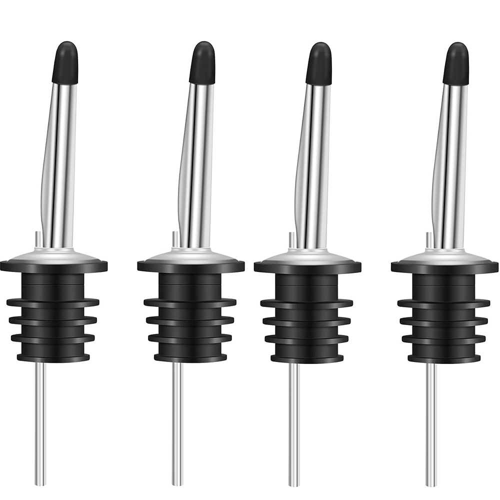 Speed Pourer Cap - クラシックなステンレス鋼のボトル注ぎ口,ゴム製のダストキャップ付きの液体注ぎ口,オリーブオイルの注ぎ口,高速注ぎ口,yy074,4個