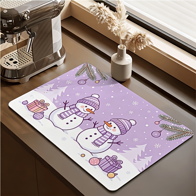 パステルパープルの雪柄、カップルをモチーフにしたクリスマス柄 - Bar Mat Rubber のレビューと価格