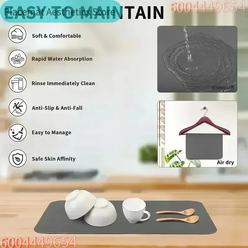 ピンクガールドレインマット超吸収性食器乾燥マットキッチンボト - Bar Mat Rubber のレビューと価格