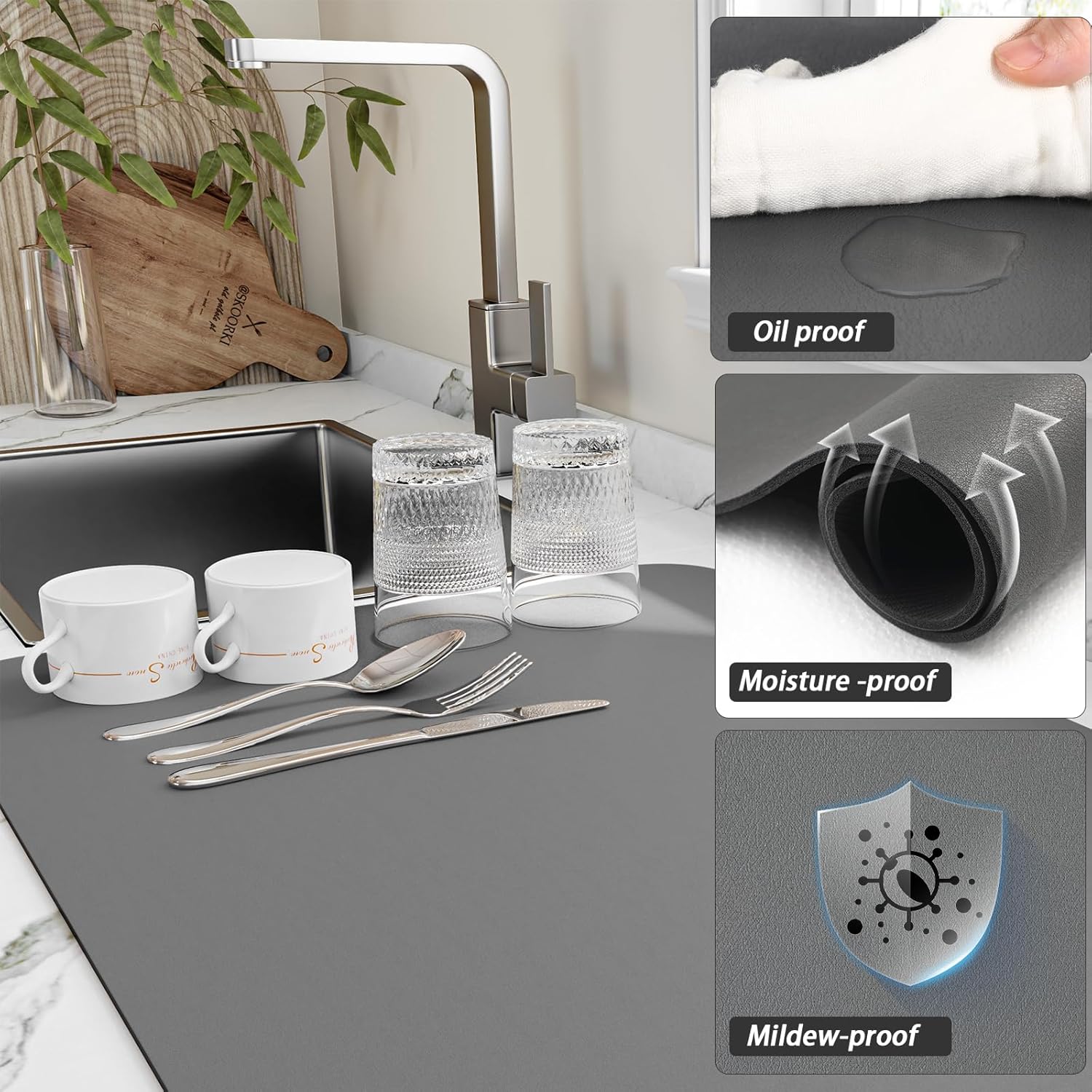 クラシックコーヒーデザイン食器乾燥マットソフトラバー滑り止め - Bar Mat Rubber のレビューと価格