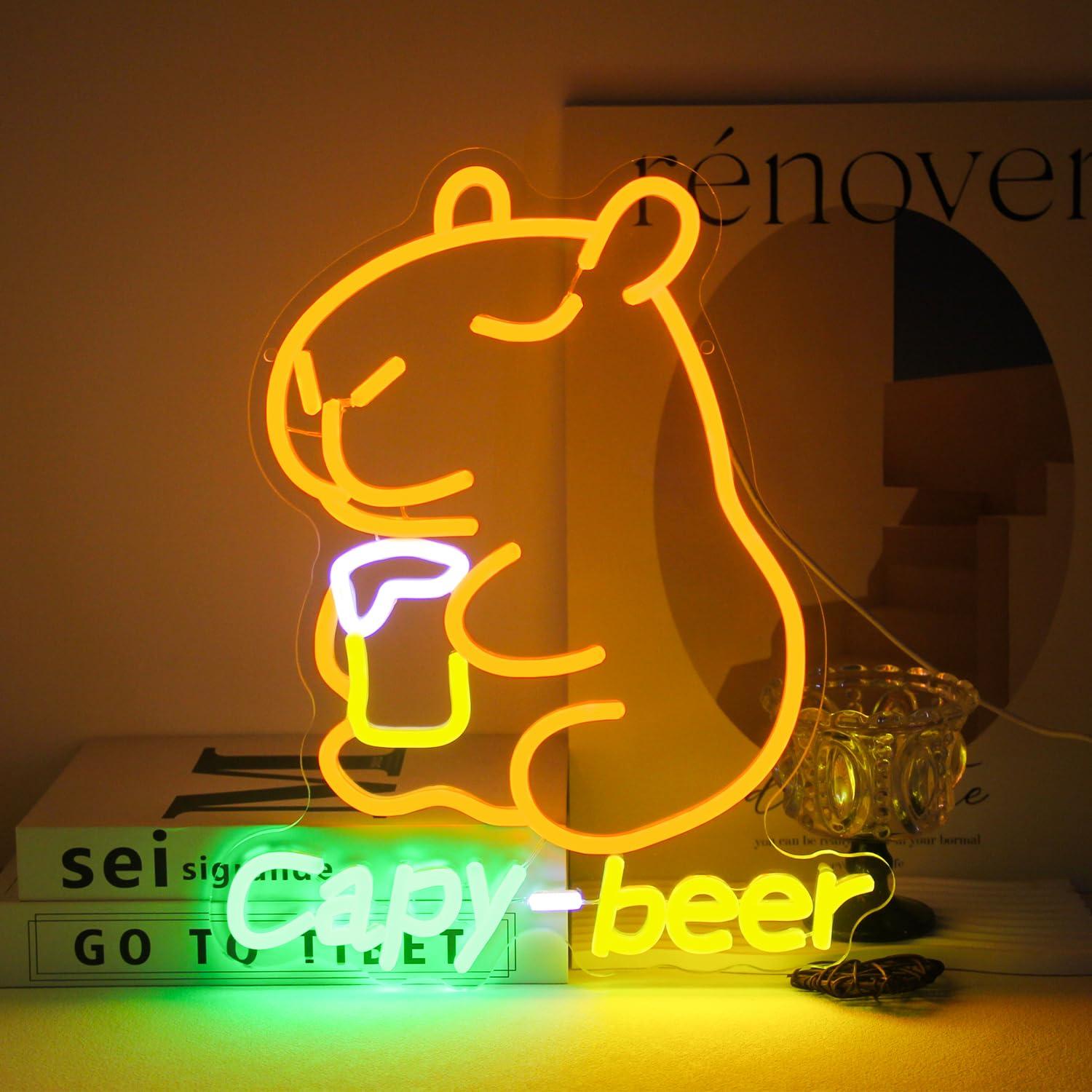 カピバラのビールをモチーフにしたネオンサイン。USB電源で動 - Home Bar Lounge のレビューと価格