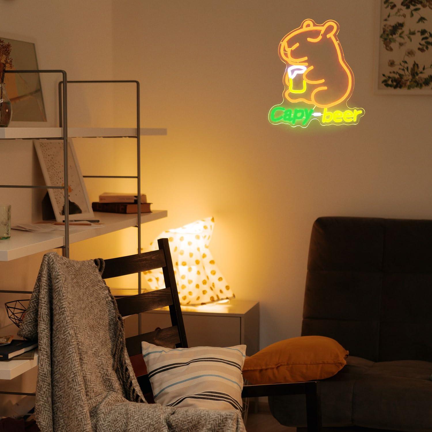 カピバラのビールをモチーフにしたネオンサイン。USB電源で動 - Home Bar Lounge のレビューと価格