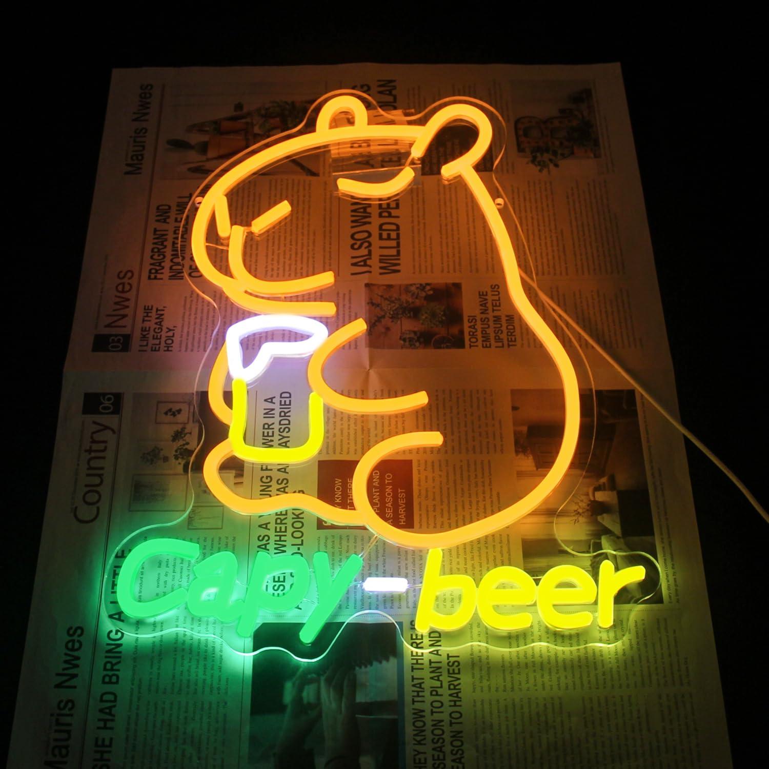 カピバラのビールをモチーフにしたネオンサイン。USB電源で動 - Home Bar Lounge のレビューと価格