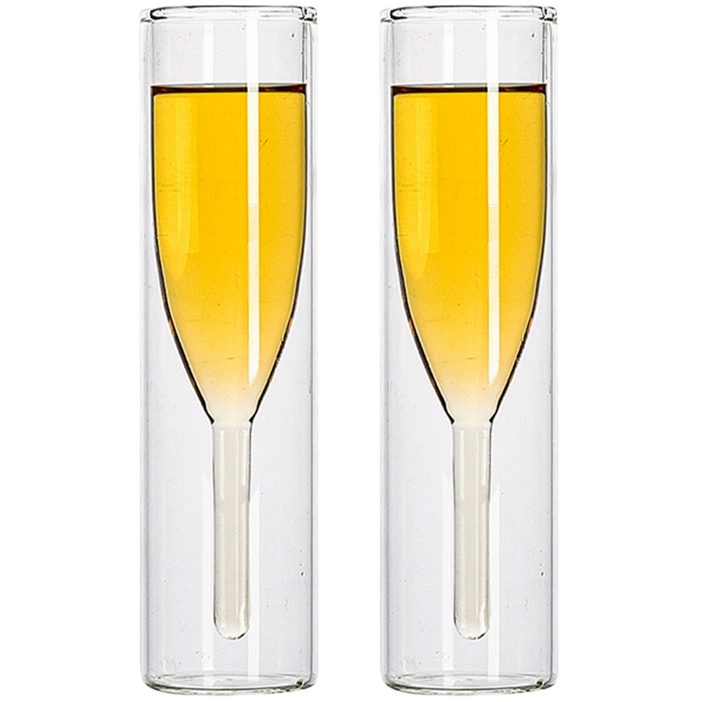 2個入り、二重構造のガラス製ワイングラスセット。100ml、 - Home Bar Set のレビューと価格