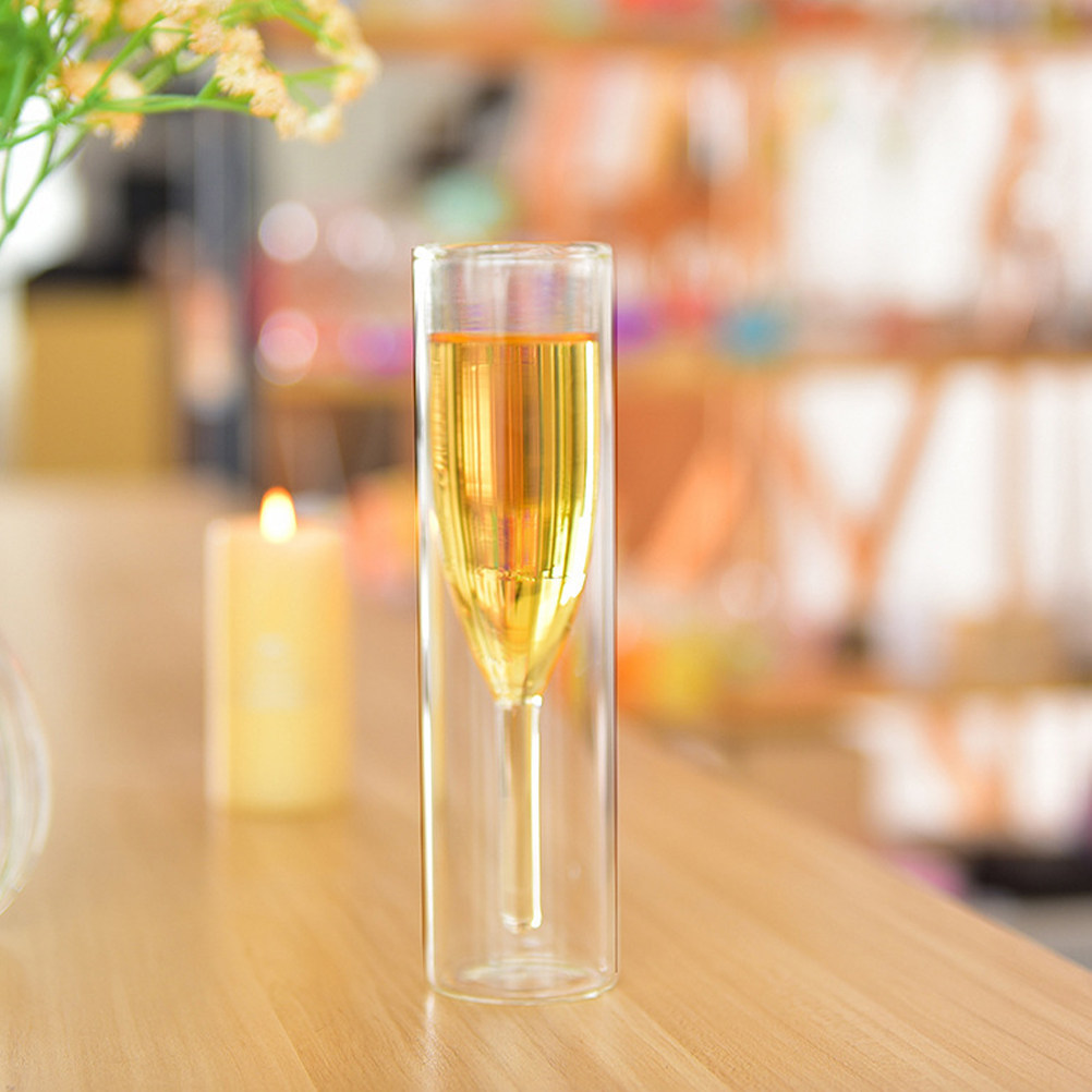 2個入り、二重構造のガラス製ワイングラスセット。100ml、 - Home Bar Set のレビューと価格