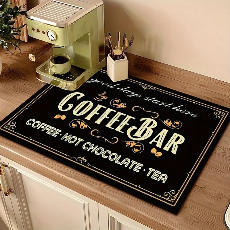 コーヒープリントコーヒーパッド吸収マットキッチン滑り止め乾燥 - Bar Mat Rubber のレビューと価格