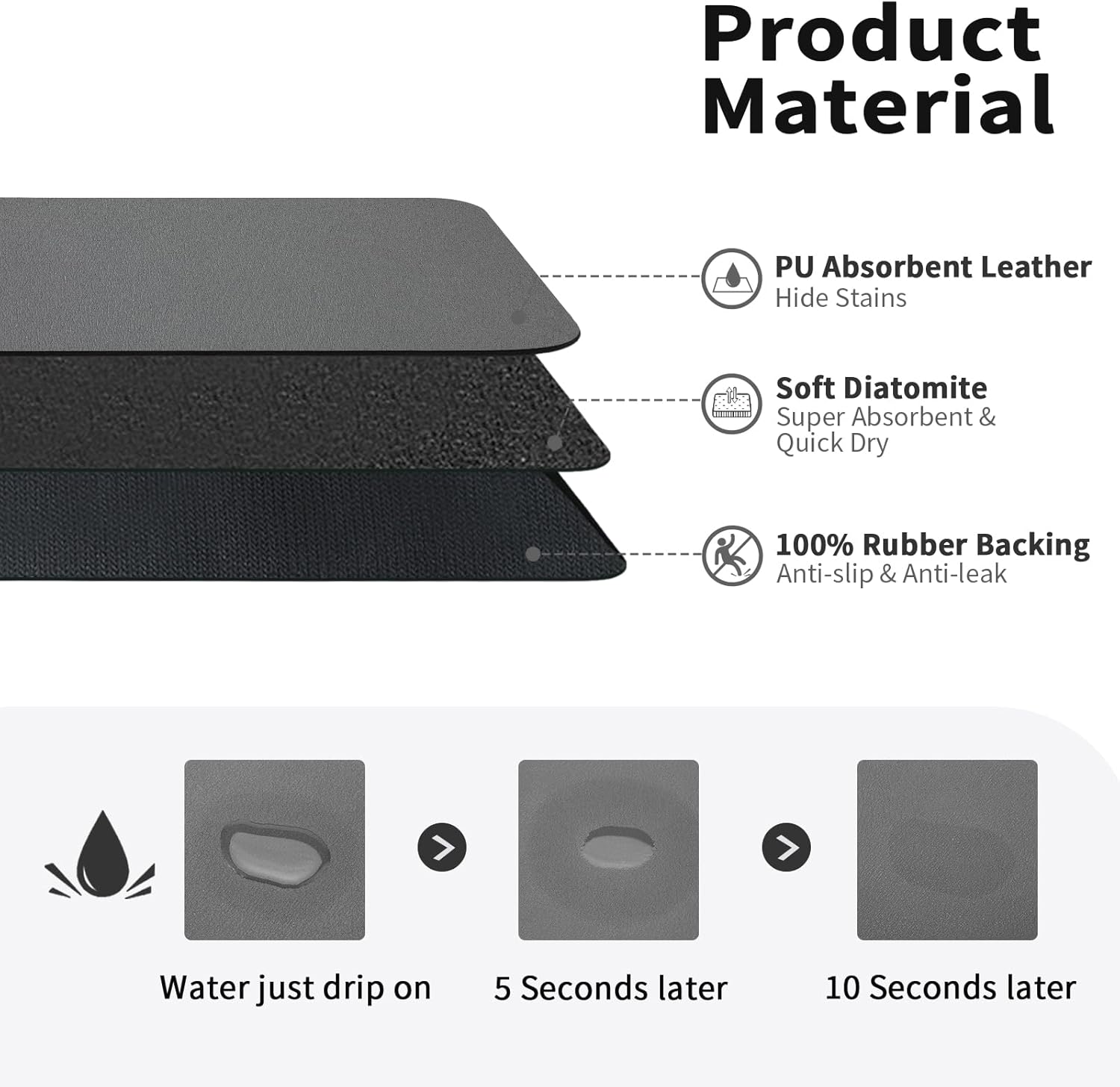 コーヒーカップ乾燥マットノンスリップ吸収マット珪藻食器キッチ - Bar Mat Rubber のレビューと価格